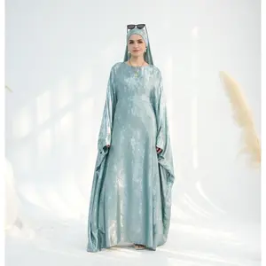 Luxe Metallic Embroidered Abaya Dress Without Hijab – Oversized Modest Gown for All Body Types (NCK003)