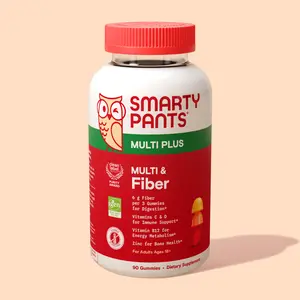 SmartyPants Multi & Fiber Gummies for Adults - 90 Gummies with Vitamins D, B12, Folate, Iodine, Omega-3s - Dietary Supplement for Nutrient Gaps & Fiber - Multivitamin for Adults - Healthcare