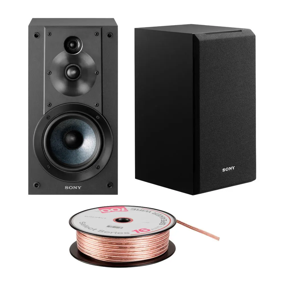 SSCS5 3-Way 3-Driver Bookshelf Speaker System (Black) Bundle for Sony