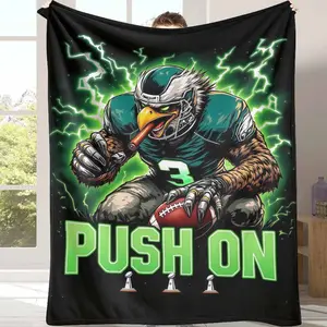 Eagles Football Flannel Blanket Philadelphia Bold Bird Print Soft Cozy Plush Lightweight Warm for Sports Fans Home Decor Game Day Tailgating Gifts Souvenir Man Cave Living Room Bedroom College Dorm Travel