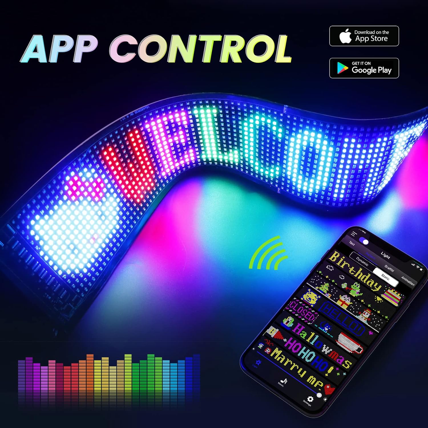 Customizable RGB Flexible LED Panel, APP Controlled Text Display