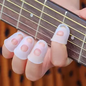 8 Counts Silicone Guitar Finger Picks for Beginners, Comfortable and Protective Plectrums, Wood Guitar Practice, Portable Guitar Accessories, Guitar Learning Tools