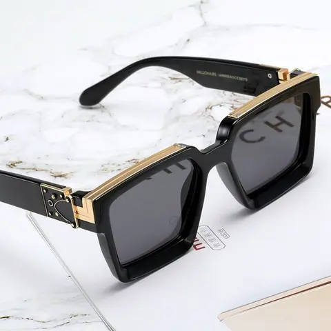 Unisex Square UV Blocking Sunglasses - UV400 Protection, High Quality, Full Rim, Fine-Grade Natural Acetate Frames, Dark Lenses, Oversized Geometric, Spring Style, Men's Sunglasses, Accessories Adults, Stylish Accessories