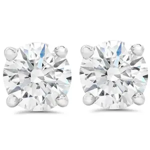 Certified 2Ct TW Diamond Studs Screw Back 14k White Gold Lab Grown