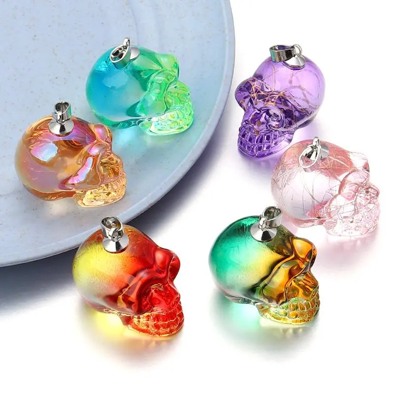 2022 New Punk Skull Pendants Lampwork Charm Pendants for Jewelry Making Skeleton Pendant DIY Necklace Christmas Gift