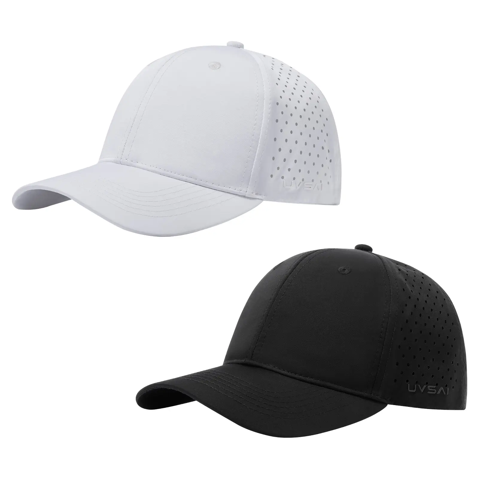 UVSAI 2-Pack 6-Panel UPF 50+ Adults' Baseball Cap - Water Resistant, Lightweight, Breathable, Curved Brim, Dry in Shade for Biking, Golf, 6-Panel Cap