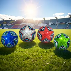 Children Outdoor Game Soccer Ball Size 5, Multi-Color with Carry Net, Official Size, Suitable for Kids Teens Boys Girls Adults Gift Choice, Football Balls