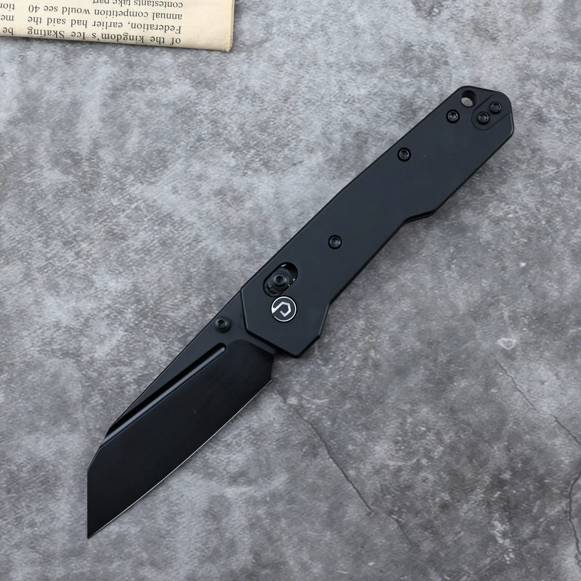 DEFCON Knives Shadowpoint TD021 Folding Pocket Knife with Cross Bar Lock, 3" Sandvik 14C28N Steel Sheepfoot Blade, Lightweight Anodized Aluminium Handle, Ambidextrous EDC Tactical Tool, Outdoor Survival Supplies for Adults, Tactical Tools, Edc Survival To