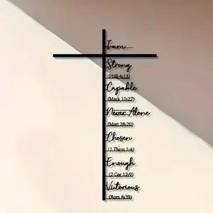 Metal Cross Wall Decor, Display Cross and Bible Verses, Christian Theme Art, Jesus Cross Statue Mural, Indoor Use, Ideal Gift, Religious Home Decor, Religious Decorations