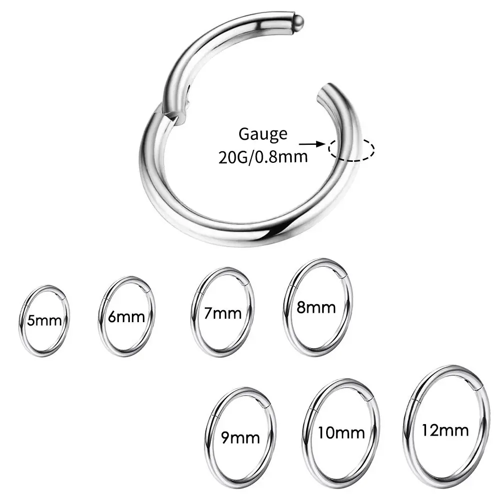 Oufer 20G 316L Stainless Steel Nose Ring Hinged Segment Nose Rings Cartilage Helix Ring
