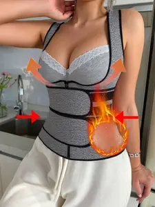 Women's Sporty Colorblock Shapewear Compression, Nylon Waist Trainer with Zipper, Sweat-Wicking Workout, All-Seasons, Dual-Layered, Recovery Vest