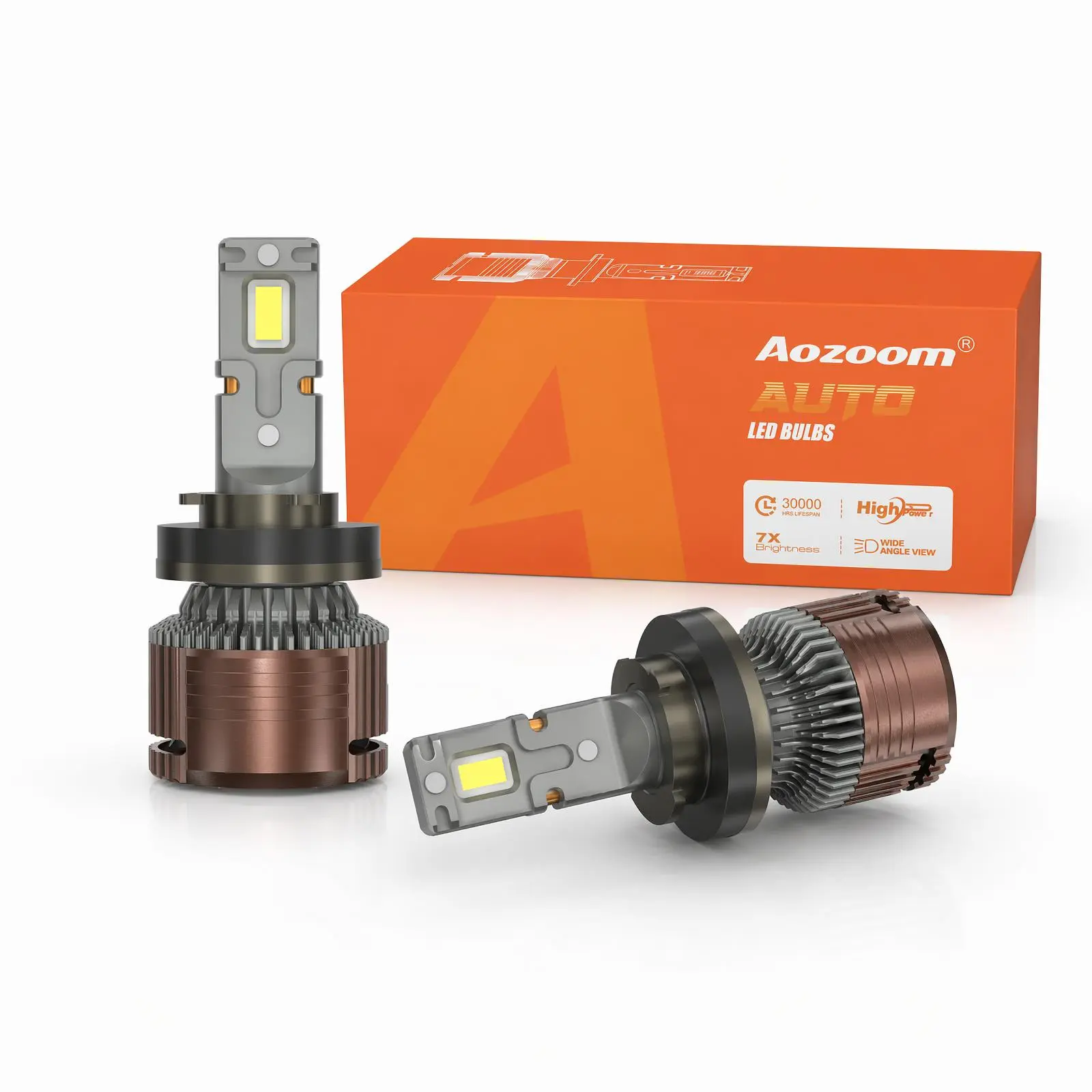 AOZOOM 120W LED Headlight Bulbs, 12000LM High Lumen Headlight, 6000K Cool White Automotive Lights for Outdoor Use, IP67 Waterproof Super Bright Led