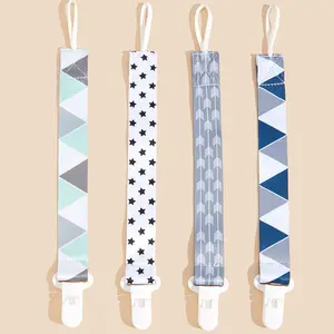 4Pcs/Pack Pacifier Holders With Elastic Band | Baby Pacifier Chain Clips |Universal Holder Soother Clips With Plastic Clasp For Baby Teething Toys Teethers | Ideal Baby Gift For Boy