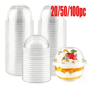 20/50/100pcs Ice Cream Cake Cups with Lid, Tea Cup, Fruit Yogurt Pudding Cups, Perfect for Festivals, Parties, Outdoor Use, Dessert Shops, Disposable Tableware
