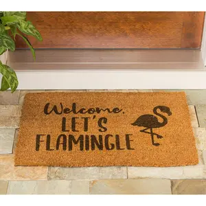 "Welcome, Let's Flamingle" 16x28 Coir Mat