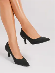 Women's Suede Pointed Toe Kitten Heels, Solid Color Elegant Classy Slip on Pumps for Office & Daily Wear, Trendy All-match Footwear for Women & Girls, Unique Gift for Her, Classic Fashion Shoes