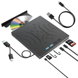 7 in 1 External CD/DVD Drive, Portable CD/DVD +/-RW Disk Drive, CD/DVD Burner, CD ROM External Optical Drive for Laptop Desktop PC