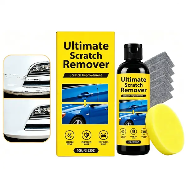 Car Scratch Remover & Paint Repair Kit, Professional Polishing Compound for Light Scratches, Swirl Marks, Scuffs and Paint Imperfections, Works on All Car Colors, Includes 1 Sponge and 5 Polishing Cloths, 100g