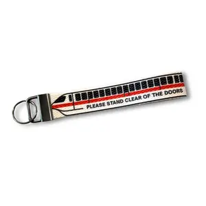 Monorail Wristlet Keychain Key Fob -  “Please Stand Clear of the Doors” - Bilingual English/Spanish - Theme Park Inspired Gift