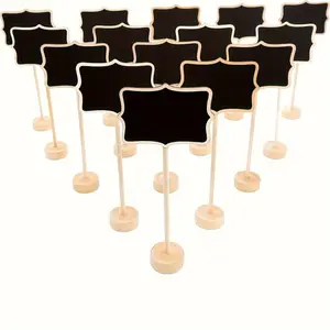 10pcs Wooden Mini Chalkboard Signs Writing Board with Stand, Price Display Tags for Buffet Food Markers, Wedding Party Event Decorations