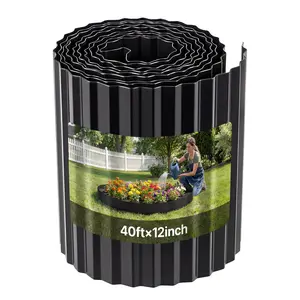 VEVOR Galvanized Steel Landscape Edging, 40 ft x 12 in Metal Edging for Landscaping with Gloves, Easy-to-Install Bendable Metal Strips, Heavy Duty Metal Garden Edge Border for Flower Bed, Yard Pathway
