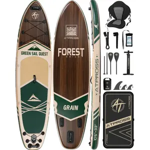 [Summervibes] 10'6''x33'' Inflatable Stand Up Paddle Board, 400lbs Extra Wide SUP with Kayak Seat, Anti-Slip EVA Deck, Premium Accessories Kit for Yoga, Fishing