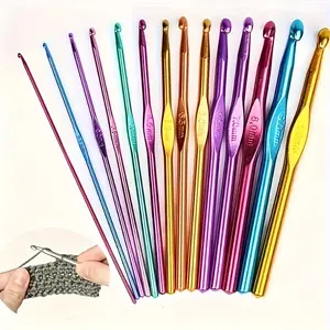 Sixteen vibrant colored alumina crochet tools-single crochet sweater needles with colored finishes-are of high quality, durable and easy to use, suitable for knitting and crochet projects Yarn