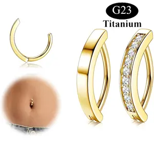 CASSIECA Titanium Belly Button Rings 14G G23 Solid Titanium Belly Button Piercing Clear CZ Clicker Belly Rings for Women  CZ Opal Belly Rings Simple Reverse Navel Rings Belly Piercing Body Jewelry
