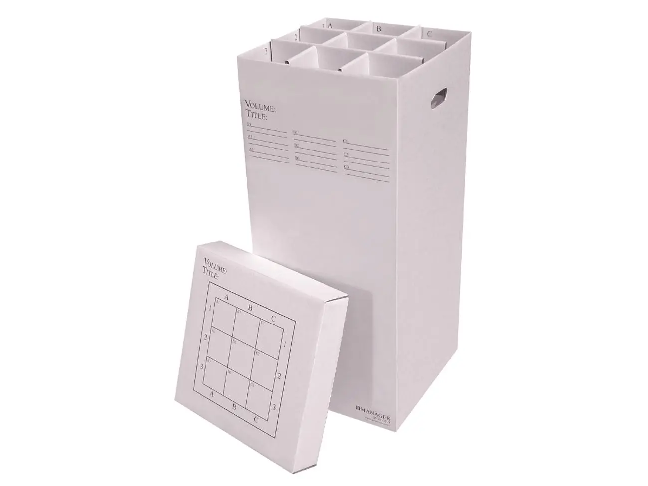 Advanced Organizing Systems Stackable Rolled Storage File Organizer - Gray Lettering on White Background - Up to 36 in.