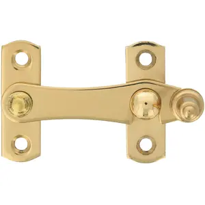 Sewer For Shutters With Reverse Hook - 75 X 46 Mm Polished Brass Anti Shock And Break Security Lock Windows Includes Screws