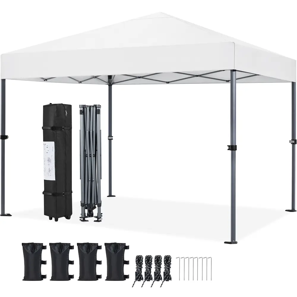 【Waterproof & UV-Resistant】 Yaheetech 10x10FT Pop-up Canopy Tent Instant Portable Canopy Tent Outdoor Gazebo with One-Push-To-Lock Setup Mechanism for