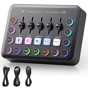 F11 Gaming Audio Mixer, Sound Board for PS5/ PC/Phone, Live Streaming Audio Interface with 3.5mm/XLR Microphone Input, Individual Control Live Sound Card, DJ Mixer Effects, Voice Changer, Denoise, Cable, Recording