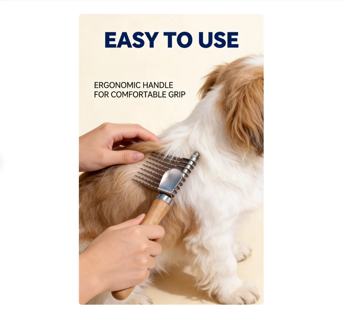 Pet Deshedding & Dematting Comb - Wave Blade Technology, Safe Detangling for Dogs & Cats, Removes Loose Hair, Dirt & Knots summerwins
