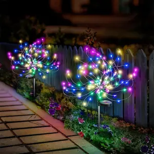 LED - 8-mode Solar Fireworks Light Up the Sky, With Copper Wire Decorative Lights On the Outside, Colorful Decorative Lights, Long-lasting Christmas Dandelion Lights