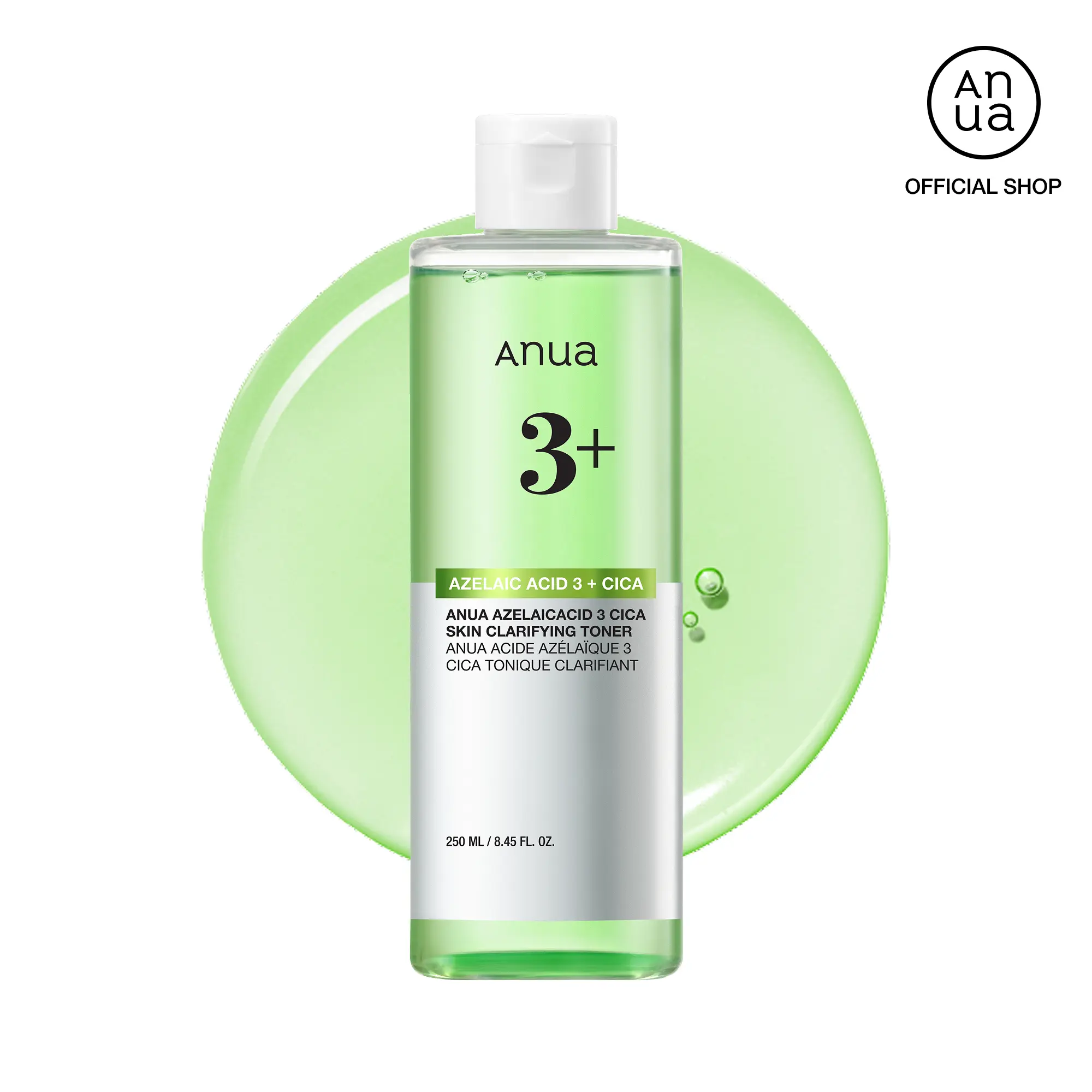 [Anua] Anua Azelaic Acid 3 CICA Skin Claryfing Toner (250ml / 8.45 fl.oz.) | Soothing & Clear Care, with Salicylic Acid & Azelaic Acid, Sebum & Spot Care, Suitable for Sensitive Skin Calming Daily