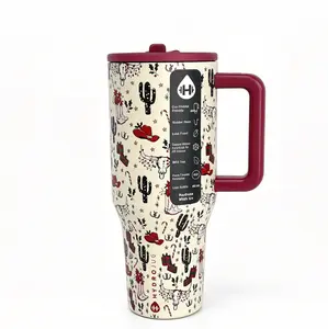 HydroJug 40oz Traveler Straw Cup with Western Lucky cowboy themed prints. BPA-free and portable. Integrated with classic western cowboy elements. works perfectly for sports, workouts, travel and office use, great for all-day hydration.