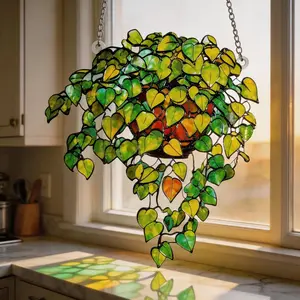 Acrylic Hanging Plant Suncatcher, Green Leaf Window Decor, Ivy Plant Acrylic, Nature Sun Catcher, Gift for Her