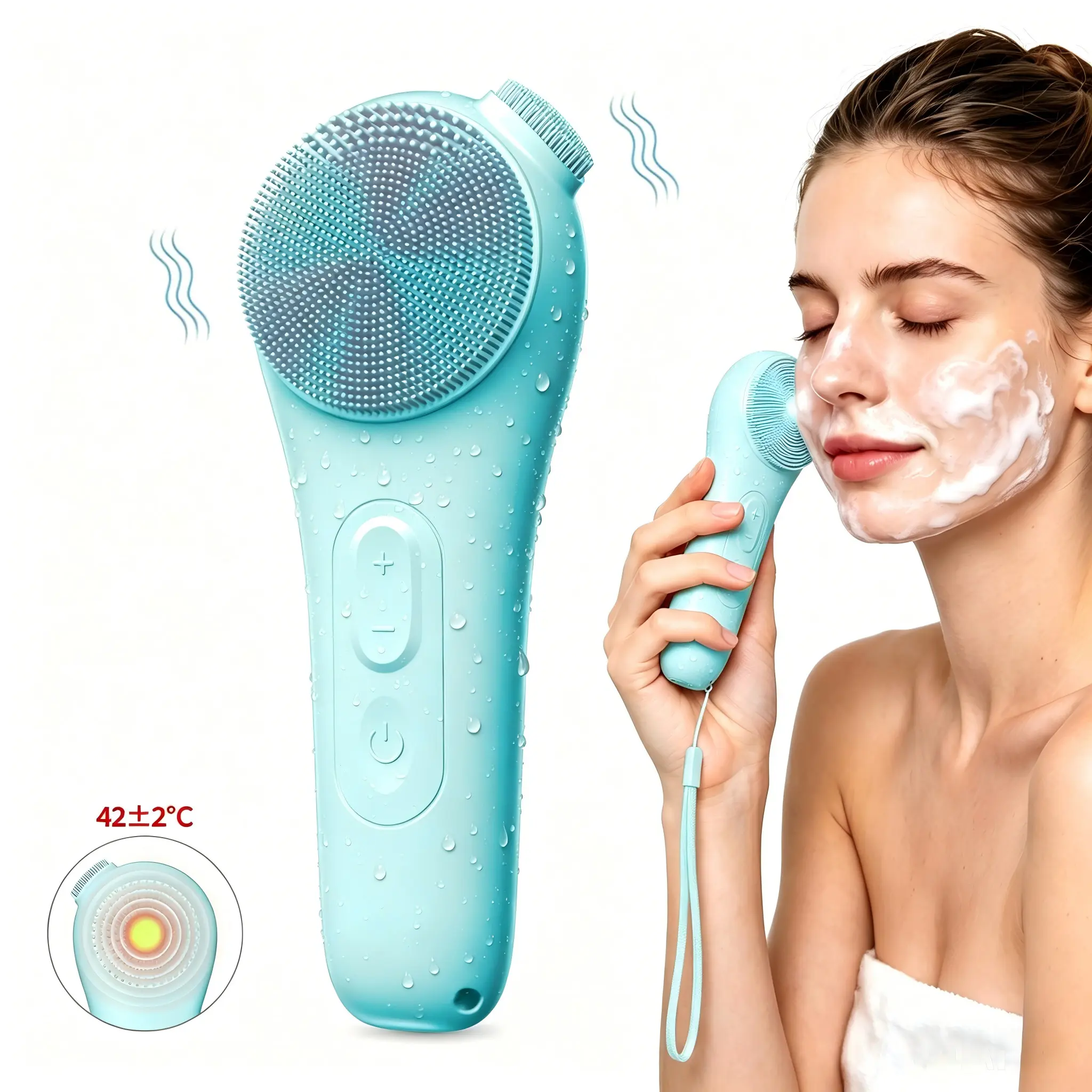 Facial Cleansing Brush, Silicone Face Scrubber for Women & Men, Heat Vibrating Face Scrubber with Massage, Electric Facial Cleanser for Deep Cleansing, Gentle Exfoliating, Summer Gifts for Valentine's Day, Skin Care Gifts For Women/ Men