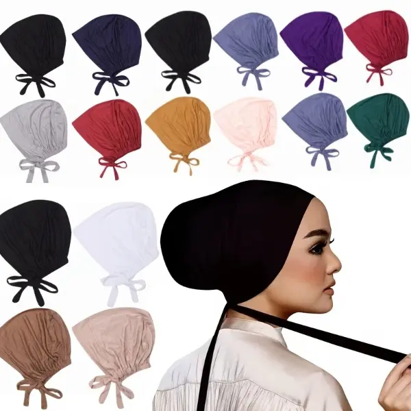 Women's 6-Piece Solid Modal Undercap Set, Breathable Stretch Bonnet with an Adjustable Lace-Up Fit for Female Casual Wear, Breathable And Stretchy