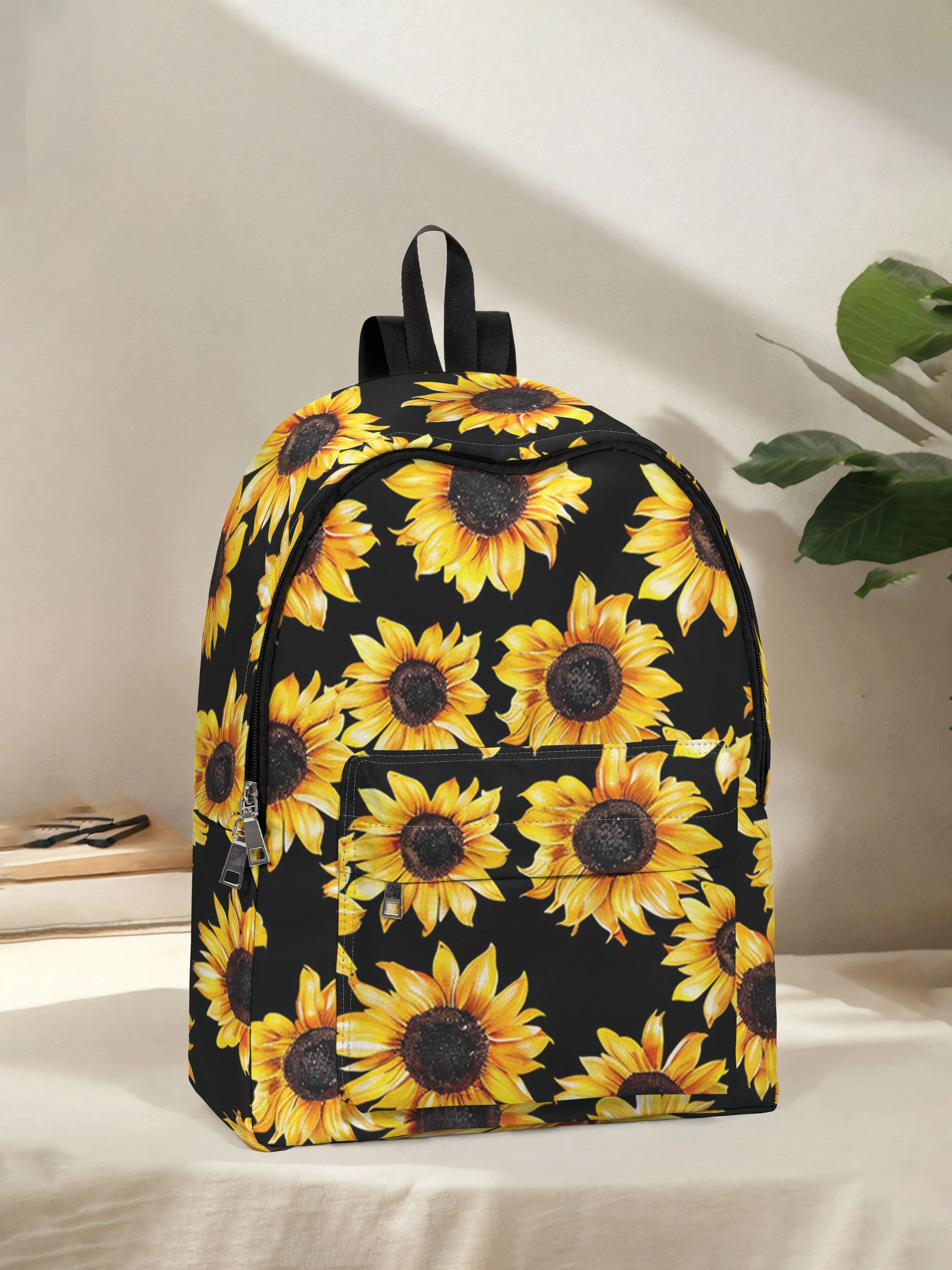 Sunflower Print Backpack for Women, Travel Essentials Backpacks, Casual Printed Backpack, Fun Design with Spacious Storage, Casual Style for School, Travel and Work
