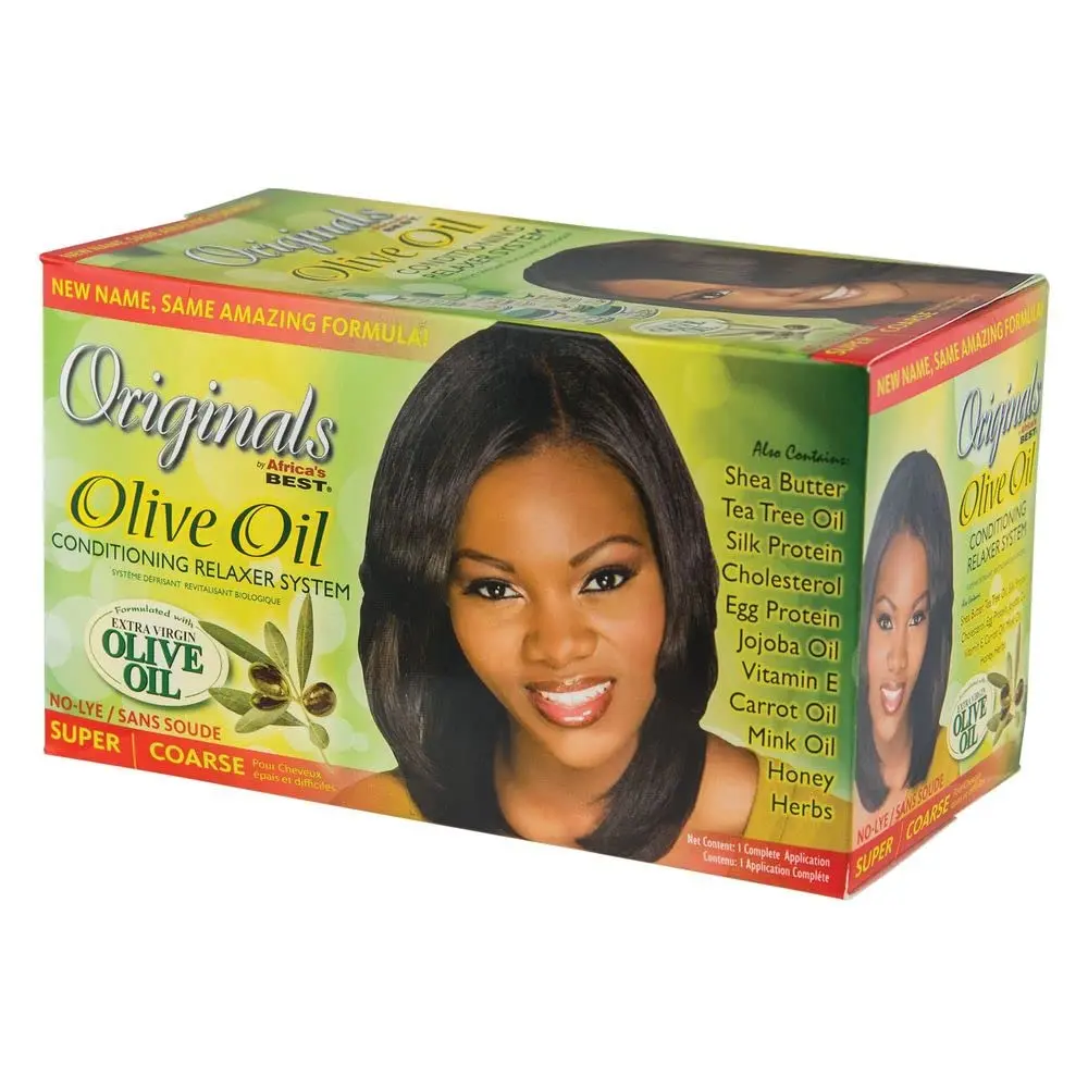 Africa's Best Organics Olive Oil No-Lye Relaxer System, Conditioning and Nourishing Haircare Kit for Straight Hair, Includes Nutritive Sulfate-Free Shampoo, Hydrating Nourishing Shampoo, Nutritive Shampoo