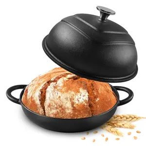 Enameled Cast Iron Dutch Oven Pot with Lid Round Bread Oven for Homemade Sourdough Bread Baking 6 Quart White Tin Bakeware Aluminum