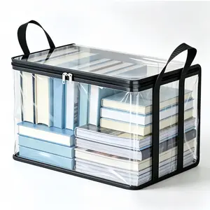 Large Clear Thick Plastic Storage Box with Hinged Lid Heavy Duty Durable High Capacity Organizer Stackable Foldable Waterproof Dustproof for Home Bedroom Closet Office Camping Travel Attic Moving Toys Books Clothes Documents Storage Father's Day Gift