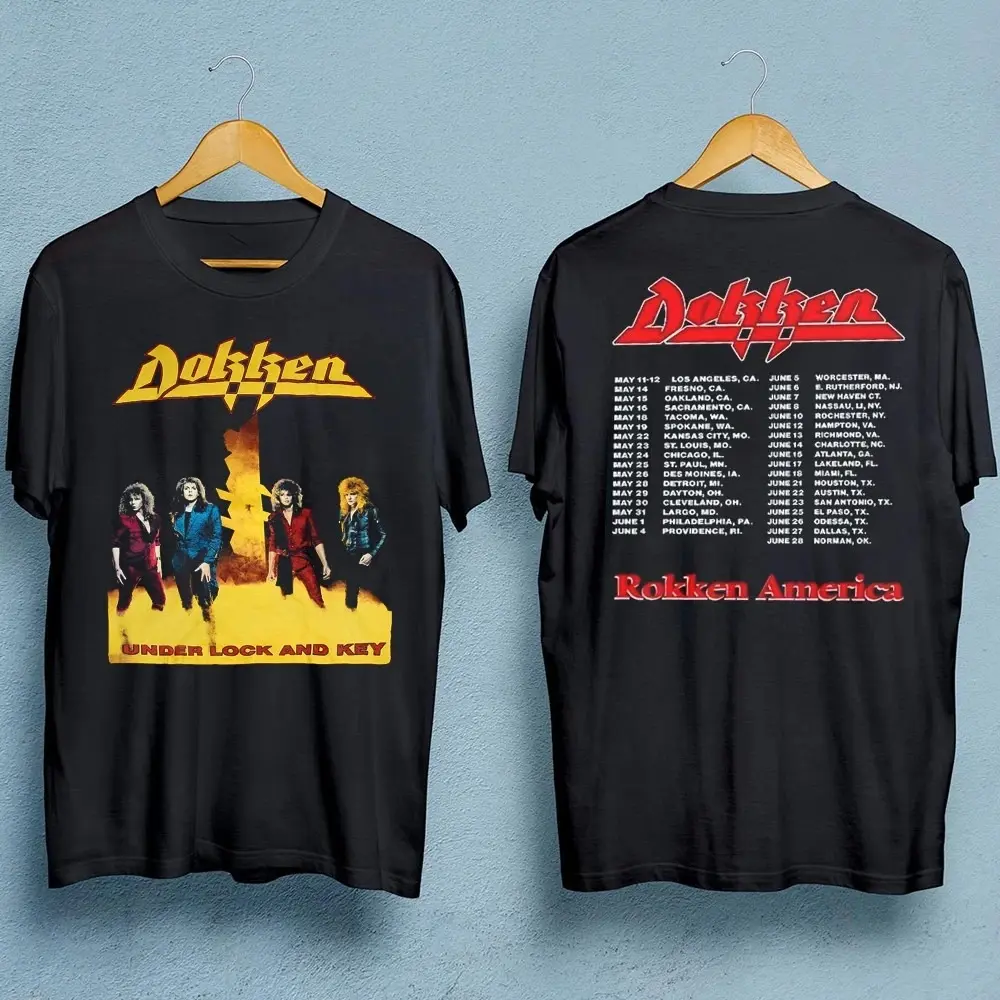 Dokken band Tour Dates T-shirt 2-sided Black S-5XL