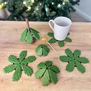 Adjustable Christmas Tree Coaster Set, Star Stirring Rods, Extendable Design, Perfect Holiday Decorations, 3D Printed Festive Atmosphere