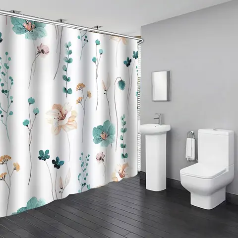 Straight No-Drill Hanging Polyester Shower Curtain with Hooks - Waterproof, Printed, Easy Installation, Bathroom Decor Blocking Curtain for Bathroom Bathtubs, Dorms, Ideal Gift Set