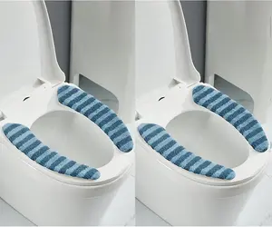 2Pairs Thick Warm Cushioned Toilet Seat Cover | Stick-On Washable Reusable Toilet Memory Foam Cushion Pad for Elongated Toilets