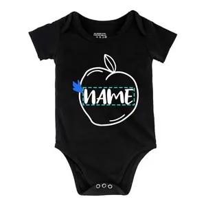 Funny Baby Babysuit Personalized Name Custom Letter Print Baby Short Sleeve Onesies Romper For Infant, Newborn Boys Girls Soft Casual Outfit, Outdoor Baby Bodysuits