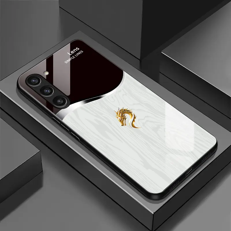 Suitable for [Galaxy S24 Plus] Personality simple split dragon pattern creative business high-end anti-drop glass mobile phone case affordable anti-drop anti-fingerprint-888