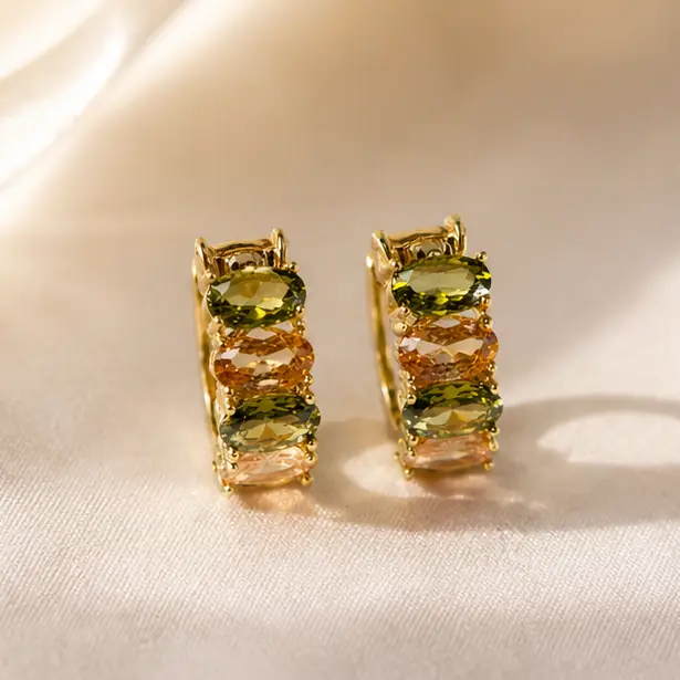 Swyii Aura 2-toned Gemstone Earrings, Multicolor Fashion Jewelry, Holiday Gift for Wife & Girlfriend, Non Tarnish, Trendy All-match & Spring Stuffers, Holiday Haul Deals